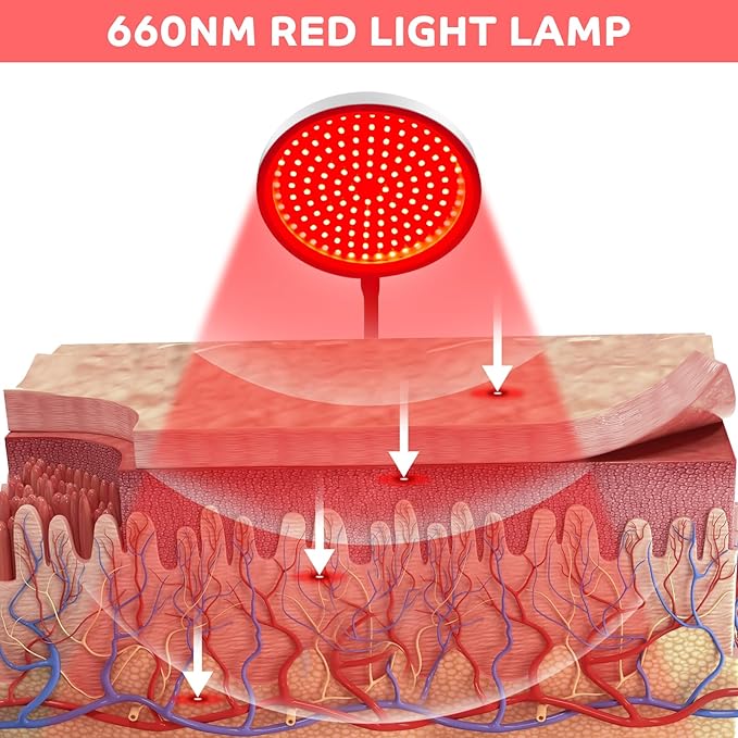 Red Light Therapy with Base for Face and Neck, 140LEDs Therapy Red Light for Body, 660nm Red Light Therapy Lamp with Adjustable Height