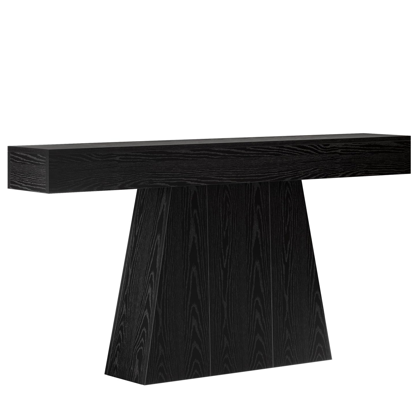 Tribesigns 63" Black Console Table, Farmhouse Entryway Table with Trapezoidal Base, Narrow Long Sofa Table Behind Couch Table for Entrance, Hallway, Living Room, Black