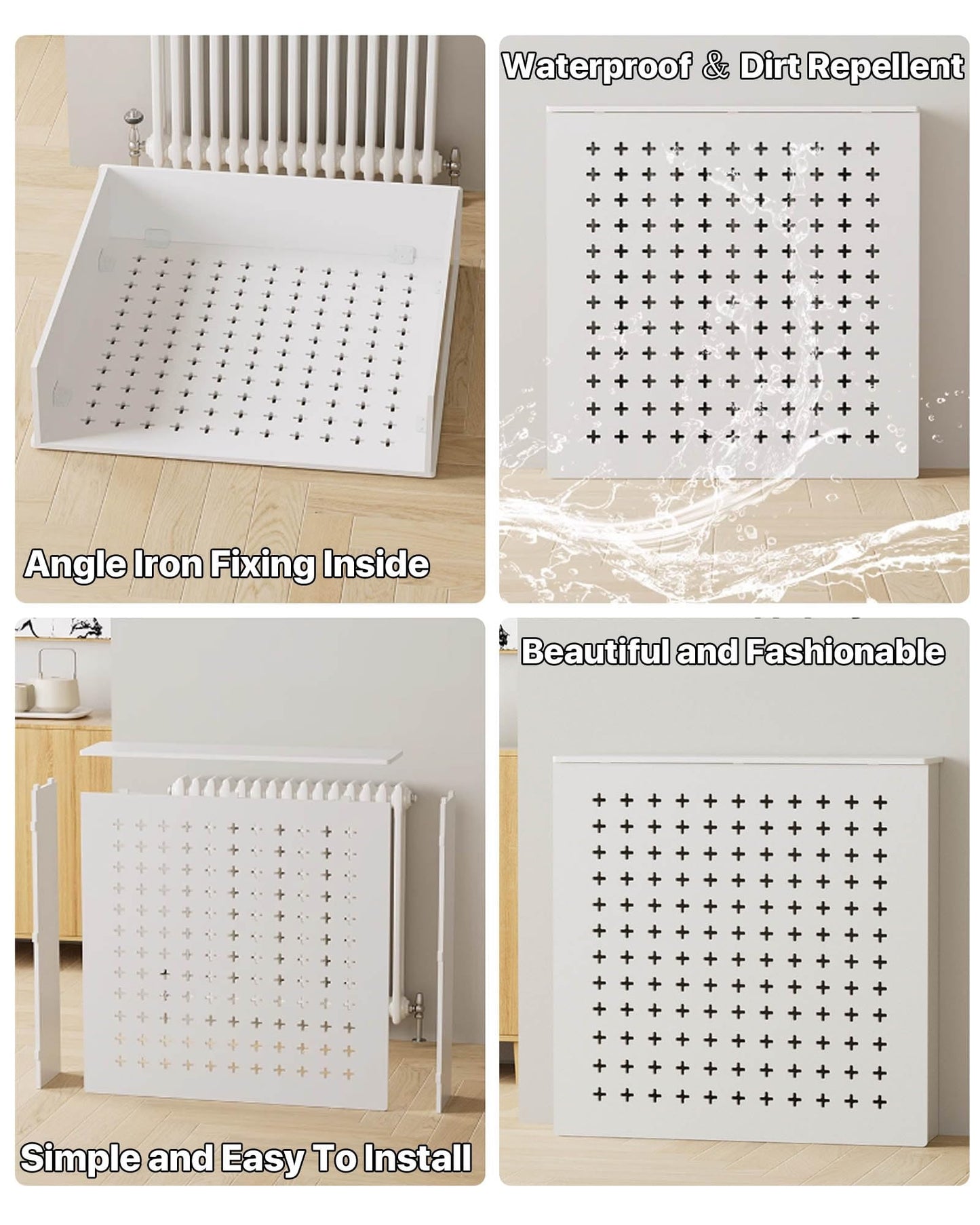 Cabinet Heater Covers For Radiators Shelf 12mm Thickened Board Wood Radiator Cover Heat Cover Shelf, Hide Cluttered Pipes Cabinet Storage Shelf For Household Living Room, Cross Pattern Design(23.6"Lx2