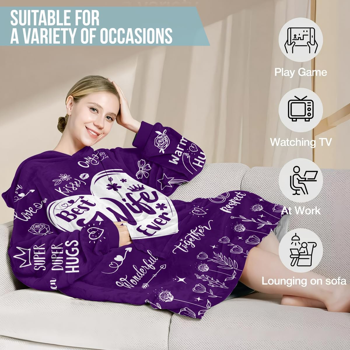 Warmstorey Wearable Blanket Hoodie For Wife Best Wife Ever Hoodie Blanket - Cozy Wearable Hoodies Blanket From Husband Best Wife Ever Gift For Christmas Gift For Wife From Husband Anniversary