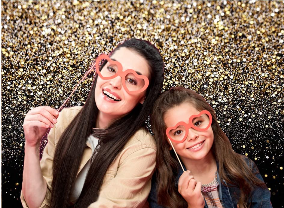 CYLYH 7X5ft Black and Gold Backdrop Golden Spots Backdrop Vintage Astract Glitter Background Wedding Adult Baby Children H...