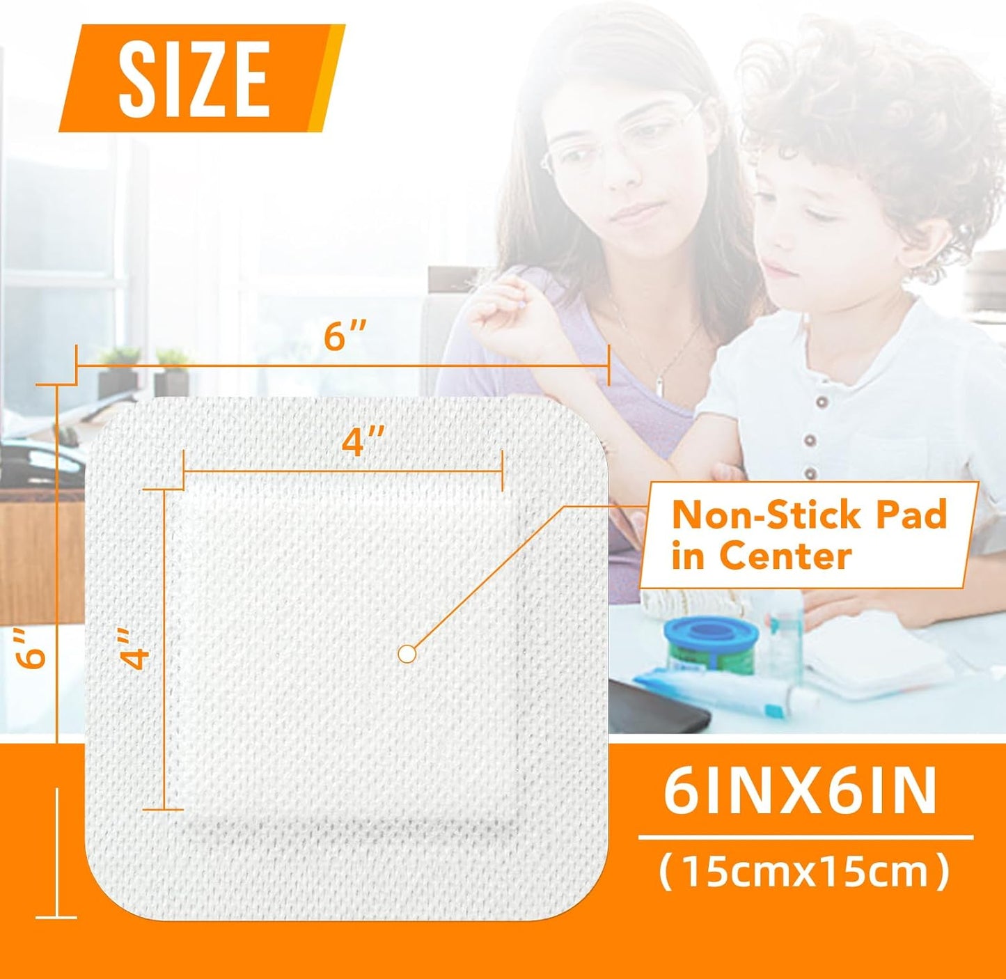 [6''x6''-30count] Carbou Island Dressing Bordered Gauze Sterile Individually Wrapped Gauze Pads,Highly Absorbent Adhesive Dressing Pad,Soft and Breathable Wound Dressing for Wound Care