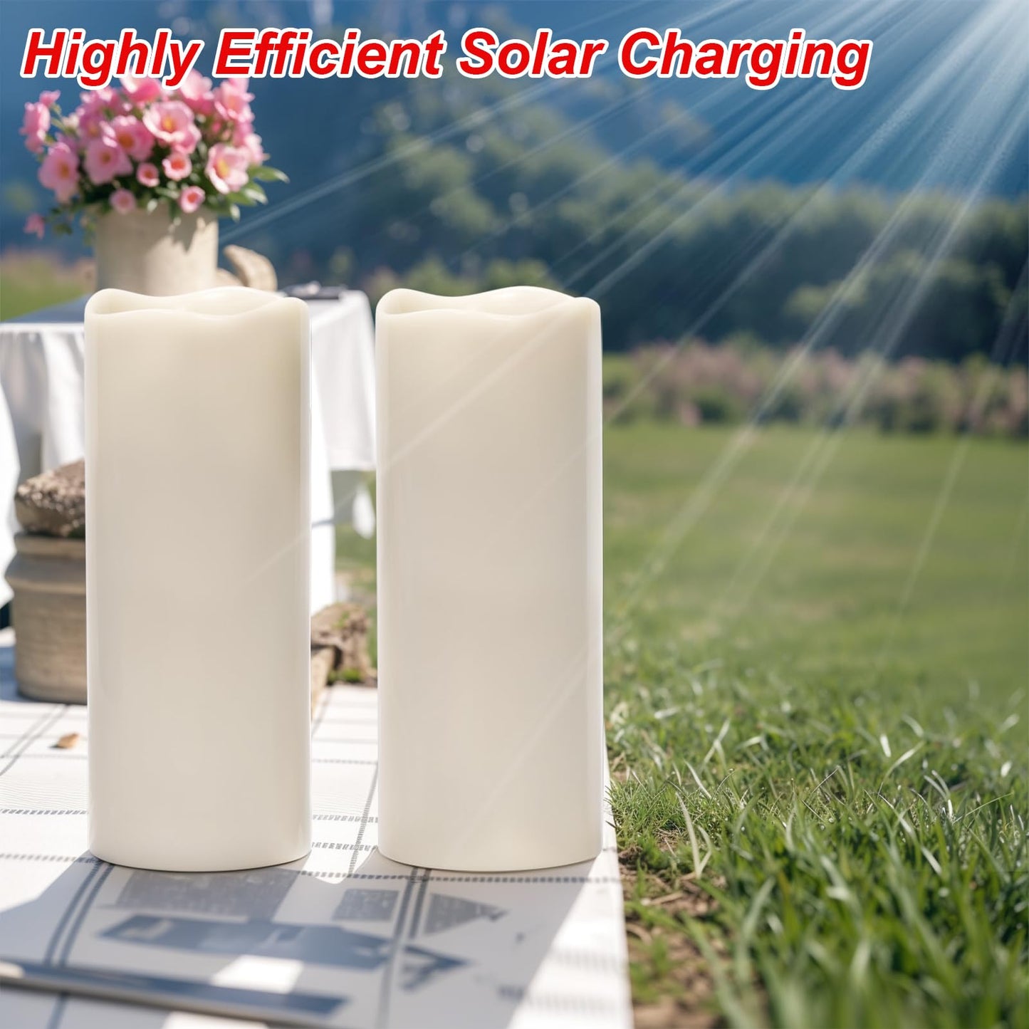 Wondise Large Solar Powered Candles Outdoor Waterproof Ip65 Rechargeable Led Candles Battery Operated Dusk To Dawn Plastic For C