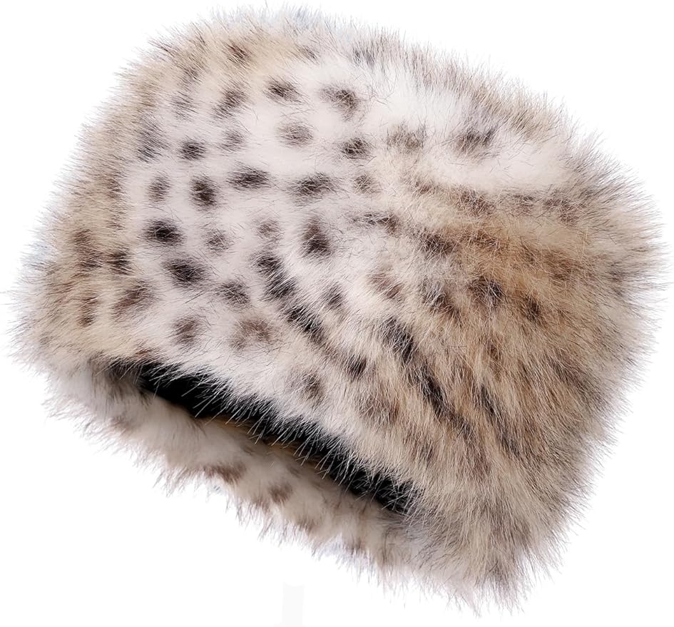 LA CARRIE Women's Faux Fur Hat for Winter with Stretch Cossack Russian Style White Warm Cap