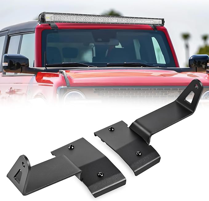 Nilight 2PCS 50” Straight LED Light Bar Mounting Bracket Over-Windshield Mount Kit for 2021 2022 2023 2024 2025 Ford Bronc...
