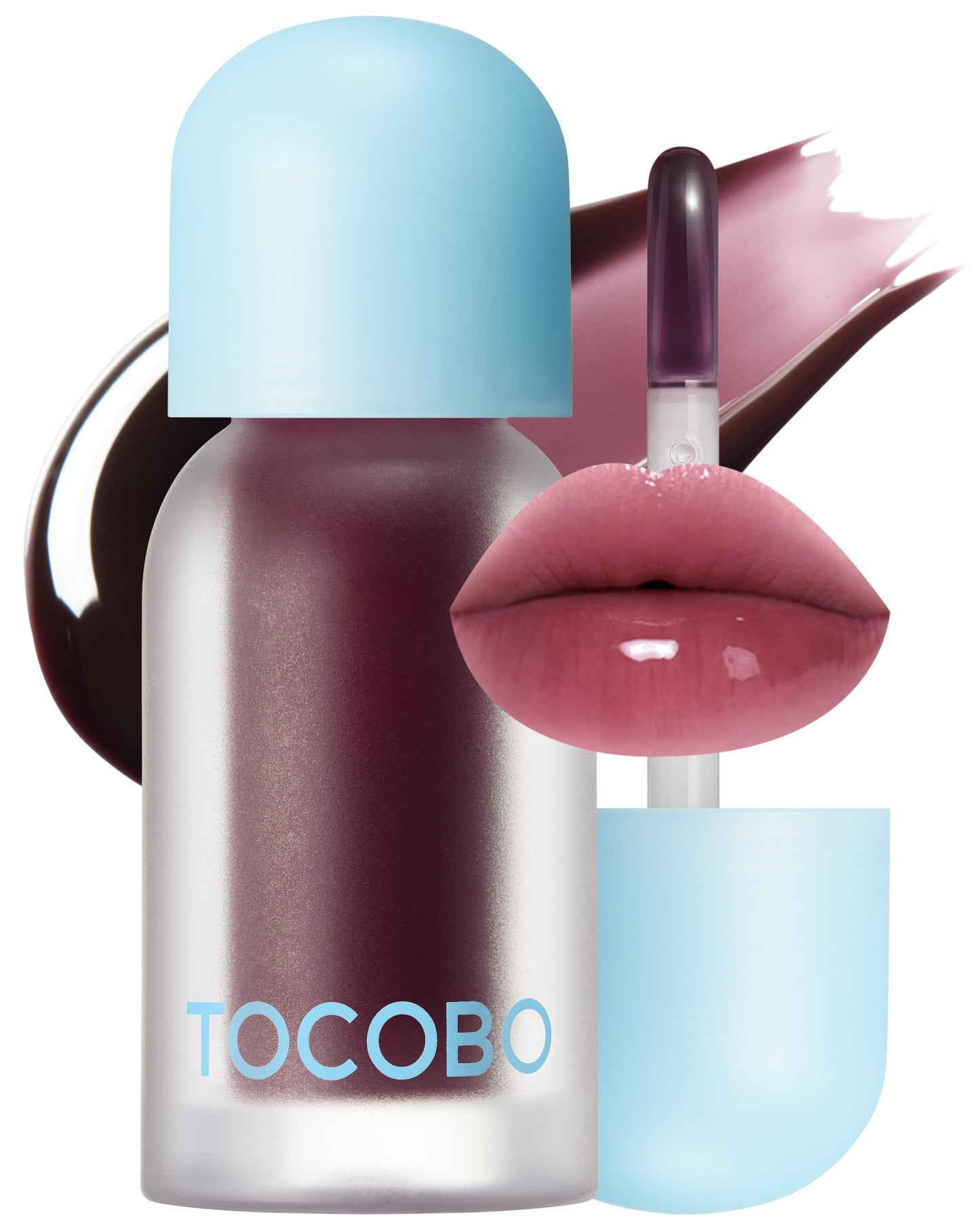 TOCOBO Juicy Berry Plumping Lip Oil 03 Black Cherry - Korean Vegan Hydrating Lip Oil with Plant Oils for High Shine Gloss - Non