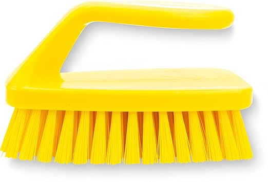 SPARTA Scrub Brush with Iron Shaped Handle and Stiff Bristles, Heavy Duty Scrubber Brush for Kitchen, Bathroom, Shower, Tile, Sink, Carpet and Bakepans, Polypropylene, 6 Inches, Yellow, (Pack of 6)