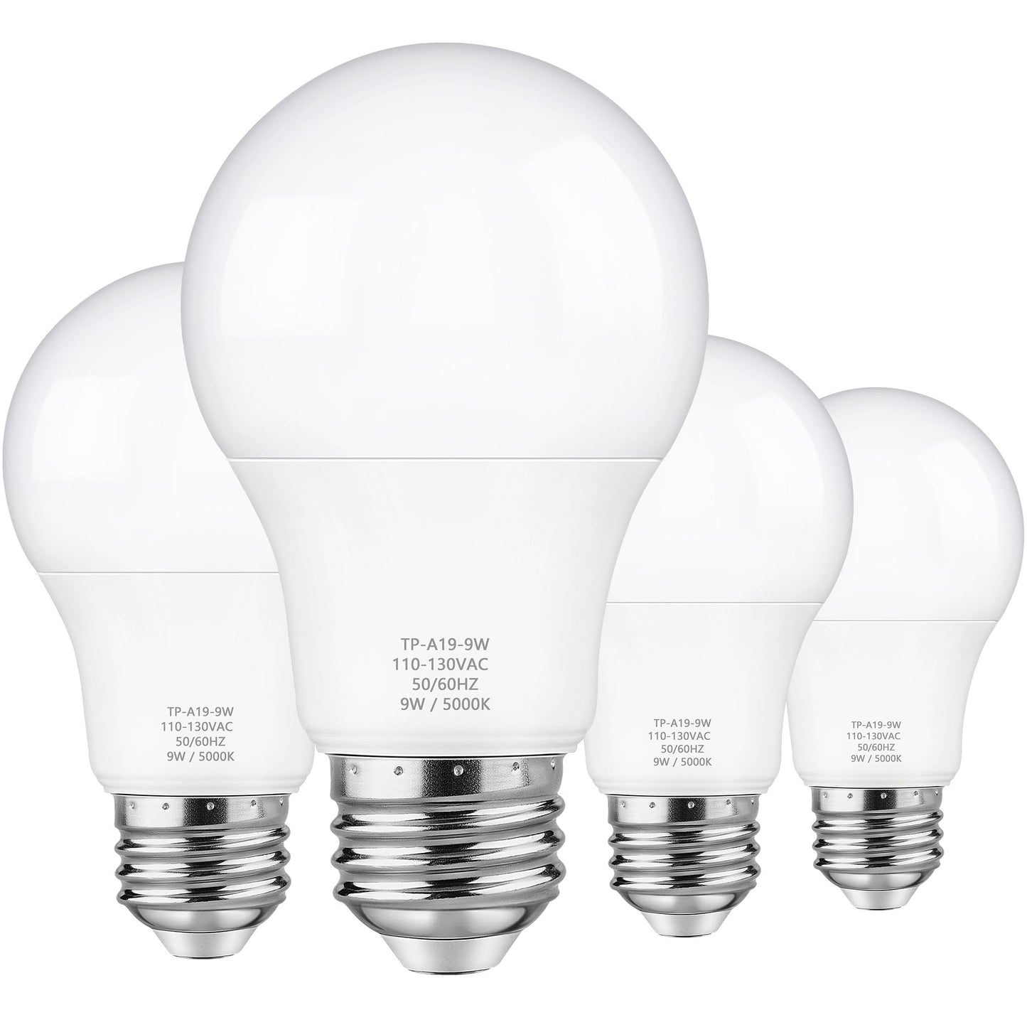 Maylaywood A19 LED Light Bulbs, 60 Watt Equivalent LED Bulb, Daylight White 5000K, 850 Lumen, E26 Base, Non-Dimmable, 9W Bright White LED Bulb, 4-Pack
