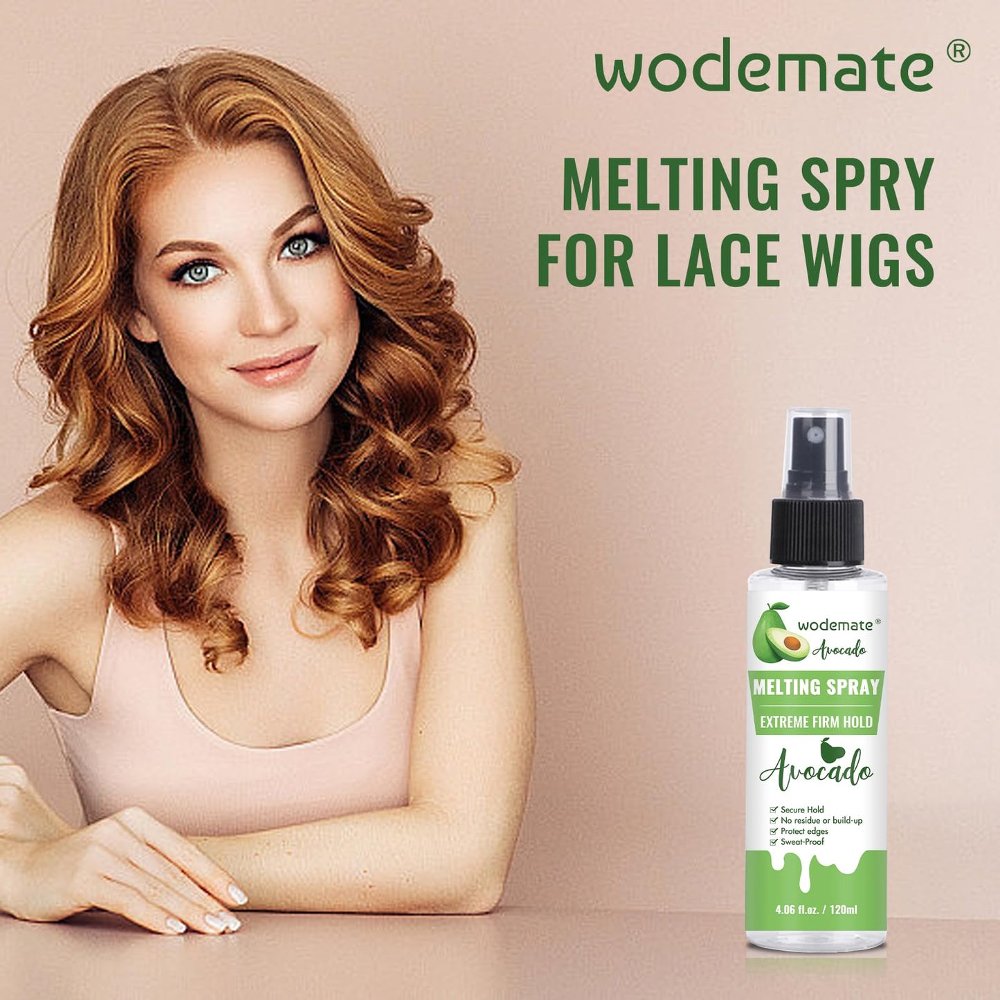 wodemate Lace Melting Spray for GlueLess Wigs, Extreme Hold Melting Spray Bond Adhesive for Lace Wigs, Strong Natural Finishing