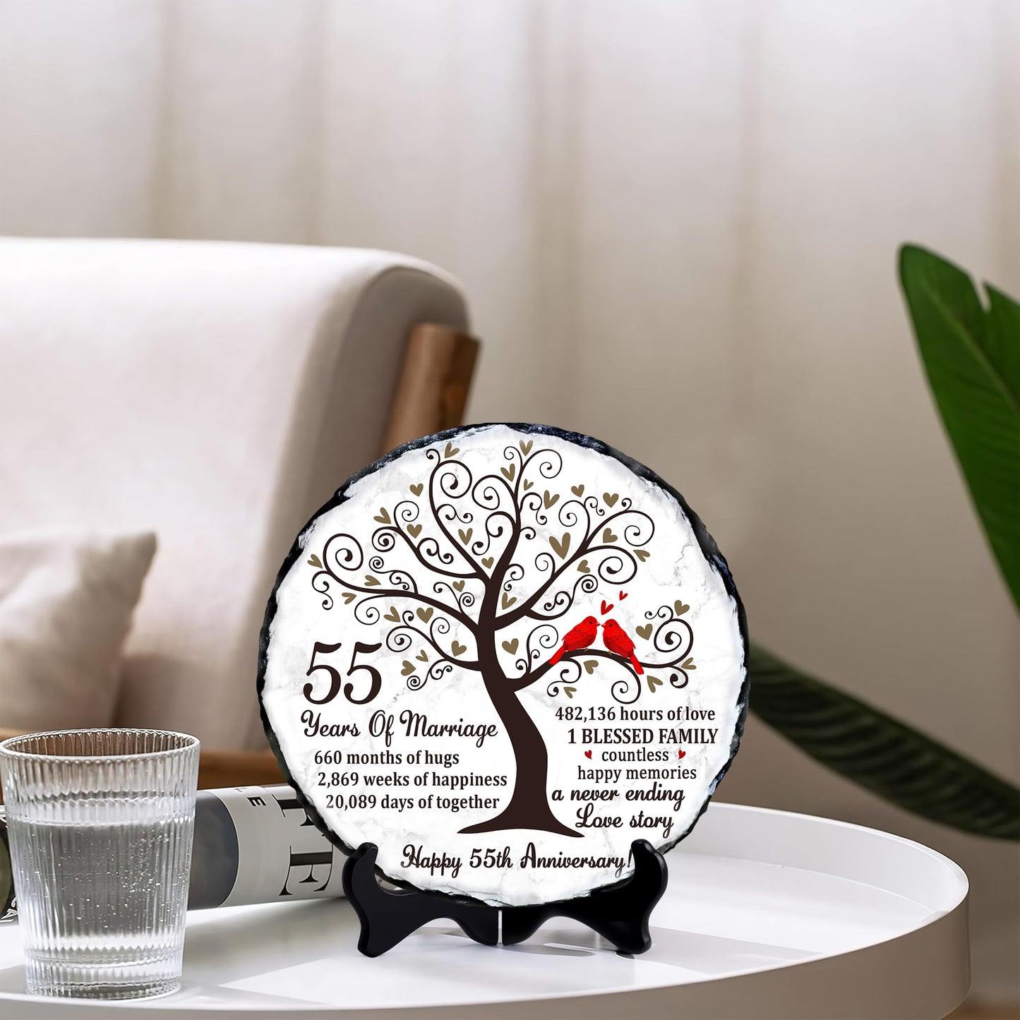 Bozspacer Emerald Couple Slate Plate- 55th Anniversary Wedding Gifts for Parents Couple - 55th Wedding Anniversary Unique Gift Ideas - 55 Years of Marriage Decoration, Keepsake, Plaque