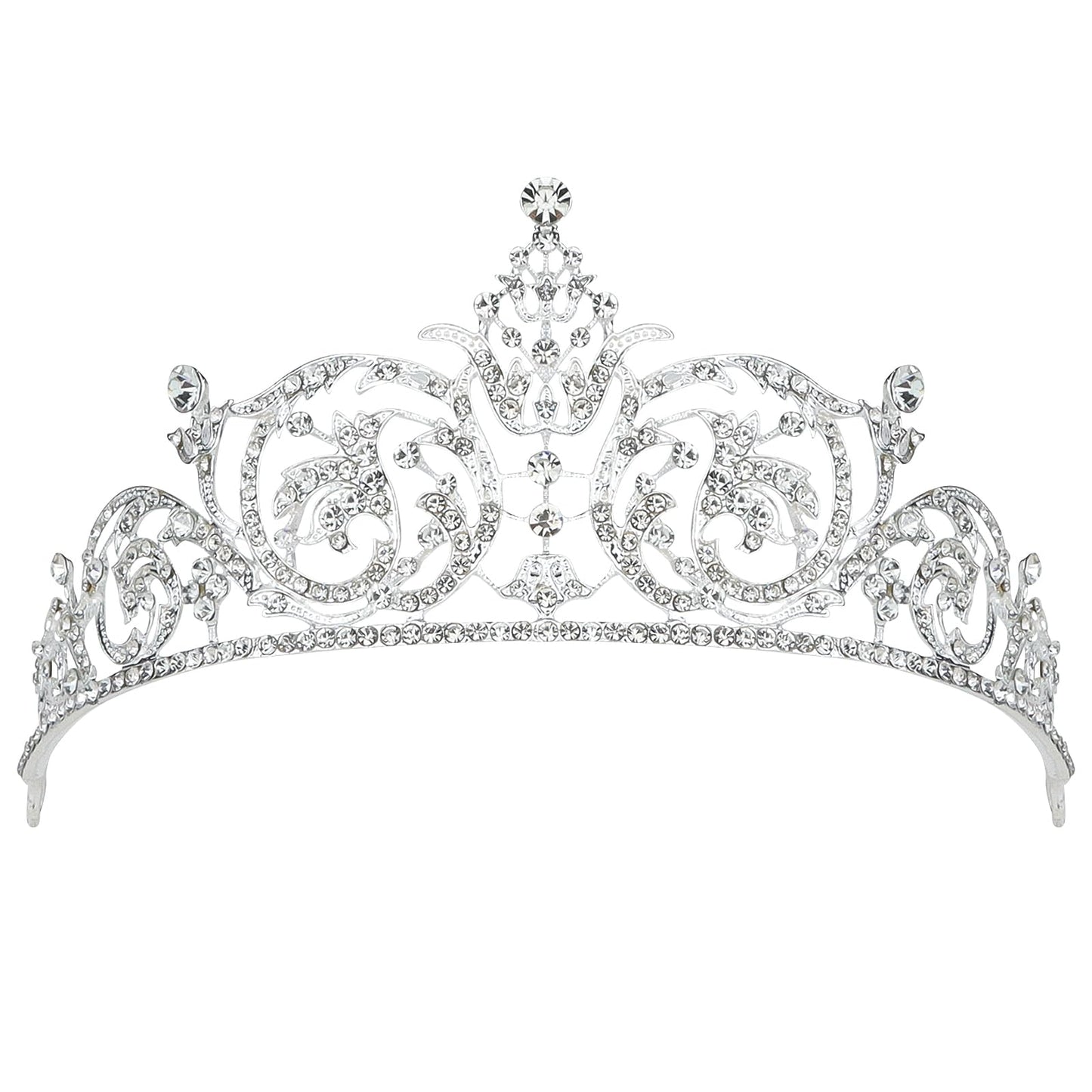 CIEHER Crowns for Girls & Women - Silver Wedding Tiara for Bridal, Prom, Quinceanera, Birthday & Christmas Gifts - Hair Accessor