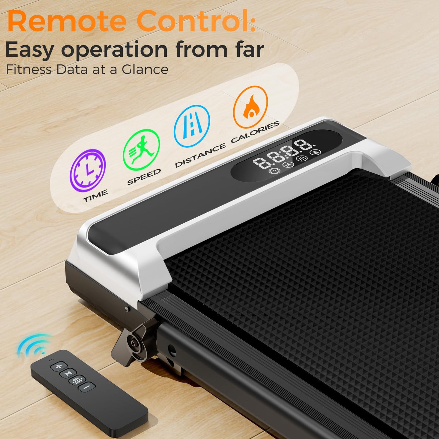 Walking Pad Treadmill with 8% Incline for Home Office,3.0HP Low Noise Portable Folding Under Desk Treadmill with Remote Control,Jogging Running Machine,350 Lbs Capacity,LED Display,Handle Bar