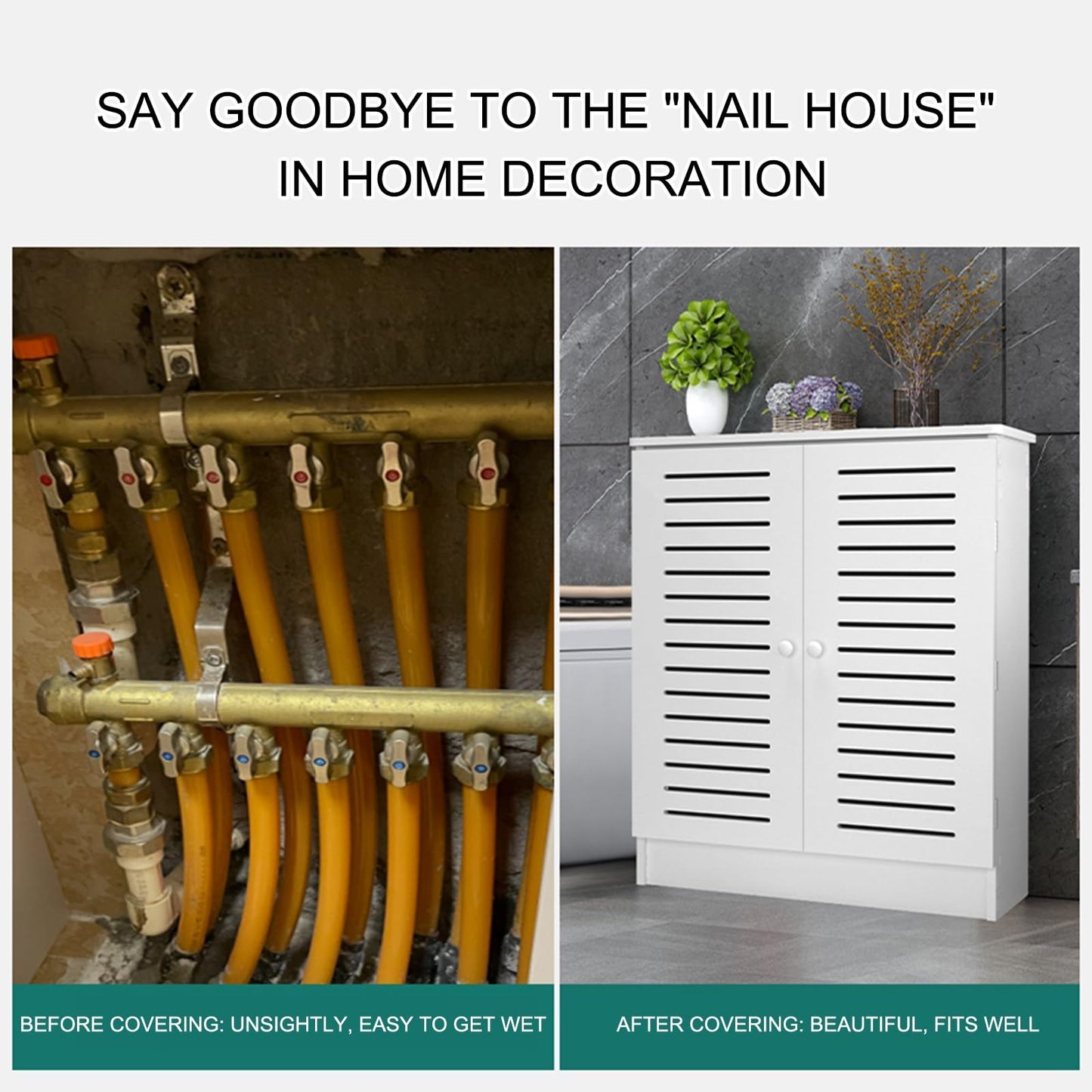 Modern Home Radiator Cover, Heating Cabinet Shelf, Radiator Cover Cabinet Shelf with 2 Doors, Easy Installation, Shields Pipes, Easy to Clean for Home Living Room Bedroom(50*60*20cm/19.7*23.6*7.9in)
