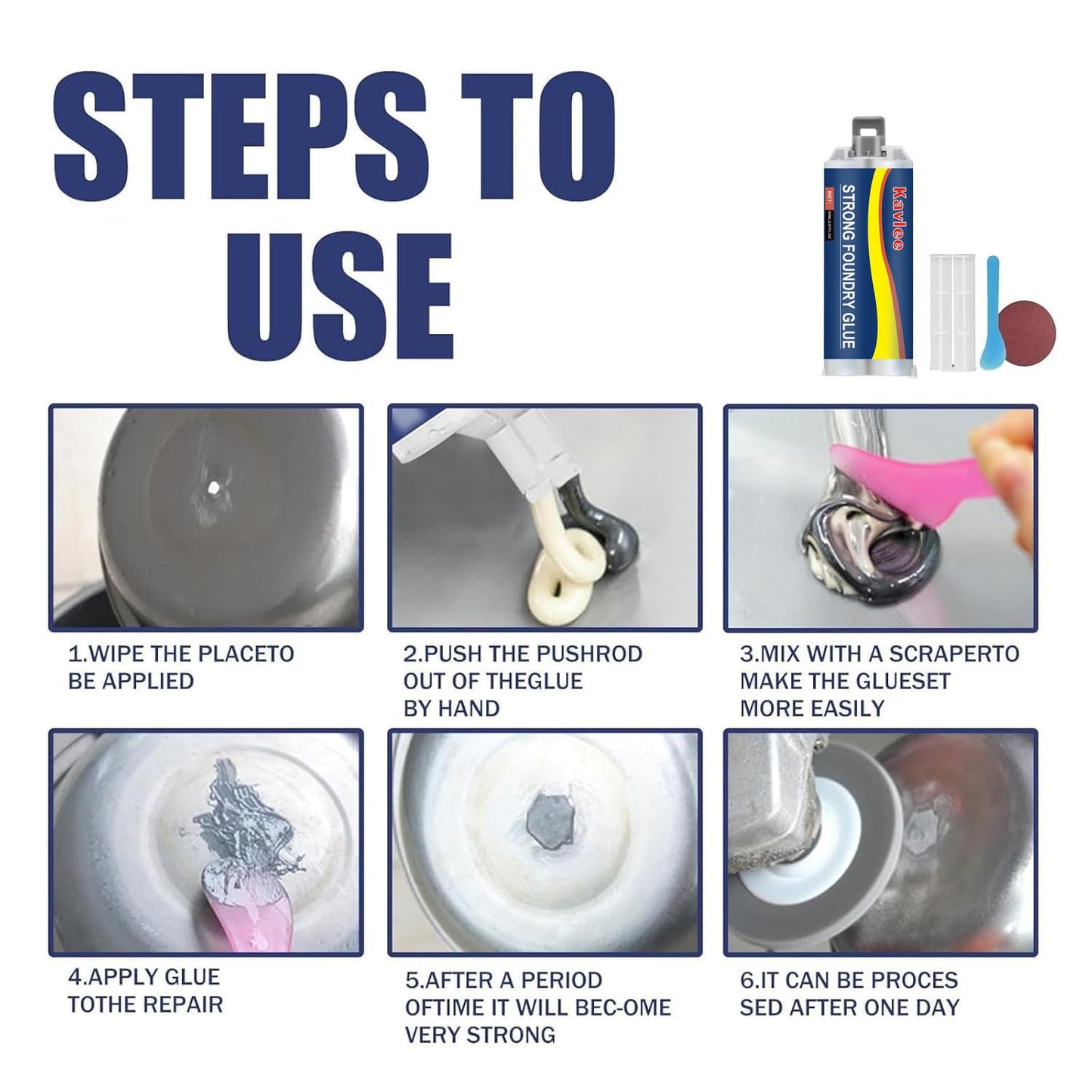 KAVLEE Strong Foundry Glue, High Temperature Resistant Casting Repair, Metal Repair Glue, Premium Liquid Welding Filler for Metal Defects and Repairs (2Kit)