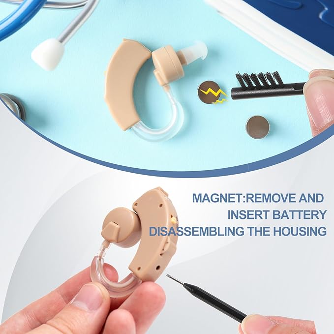 Patelai 9 Pieces Hearing Aid Cleaning Kit Multi Functional Hearing Aid Brush Cleaning Tools for Earbuds, Headphones, Amplifiers with Wax Loop and Magnet Set with Case, Gifts for Relatives