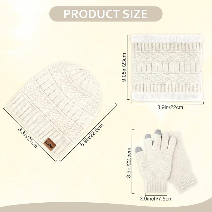 Winter Hats for Women Beanie Hat Warm Thick Knit Skull Cap Hat and Scarf Gloves Sets