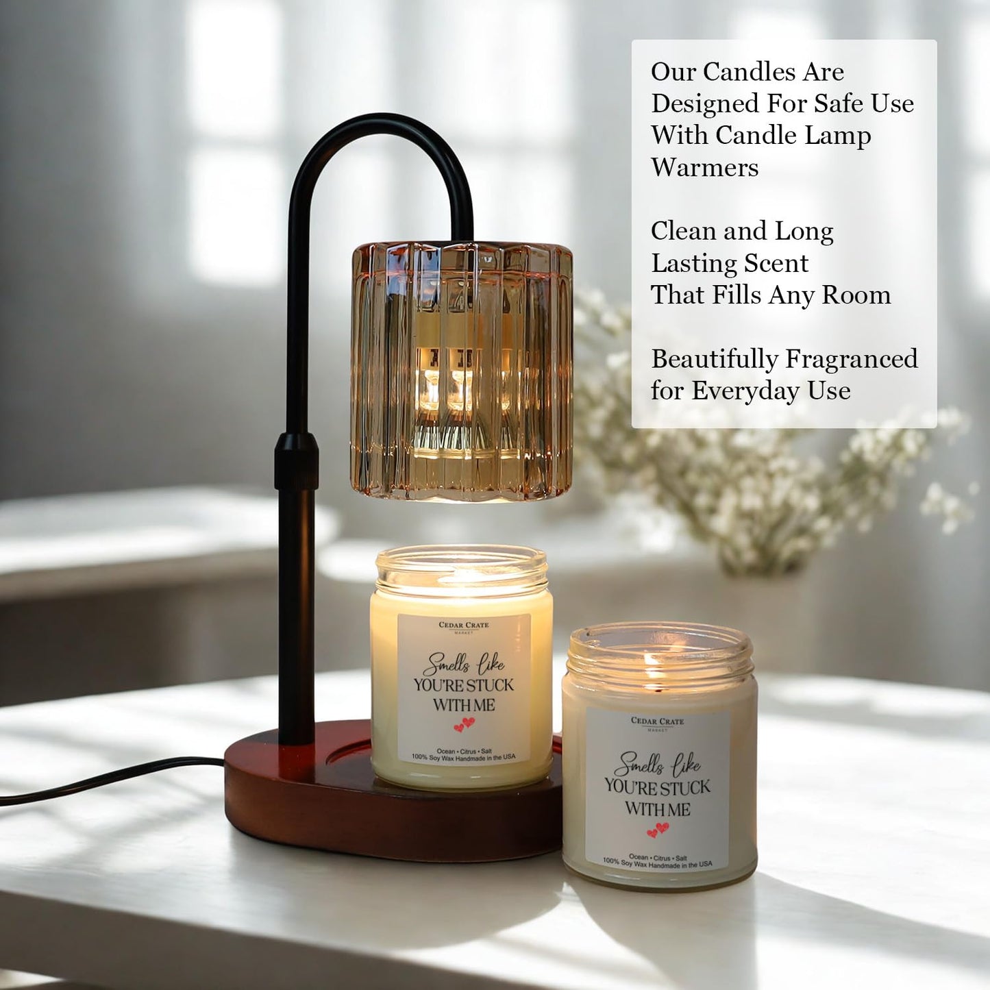 Cedar Crate Market - Anniversary Candle - Smells Like You're Stuck with Me Romantic Wedding Anniversary Present for Men, Women, Couples, Wife, Husband, Him & Her, Soy Wax Scented Candle