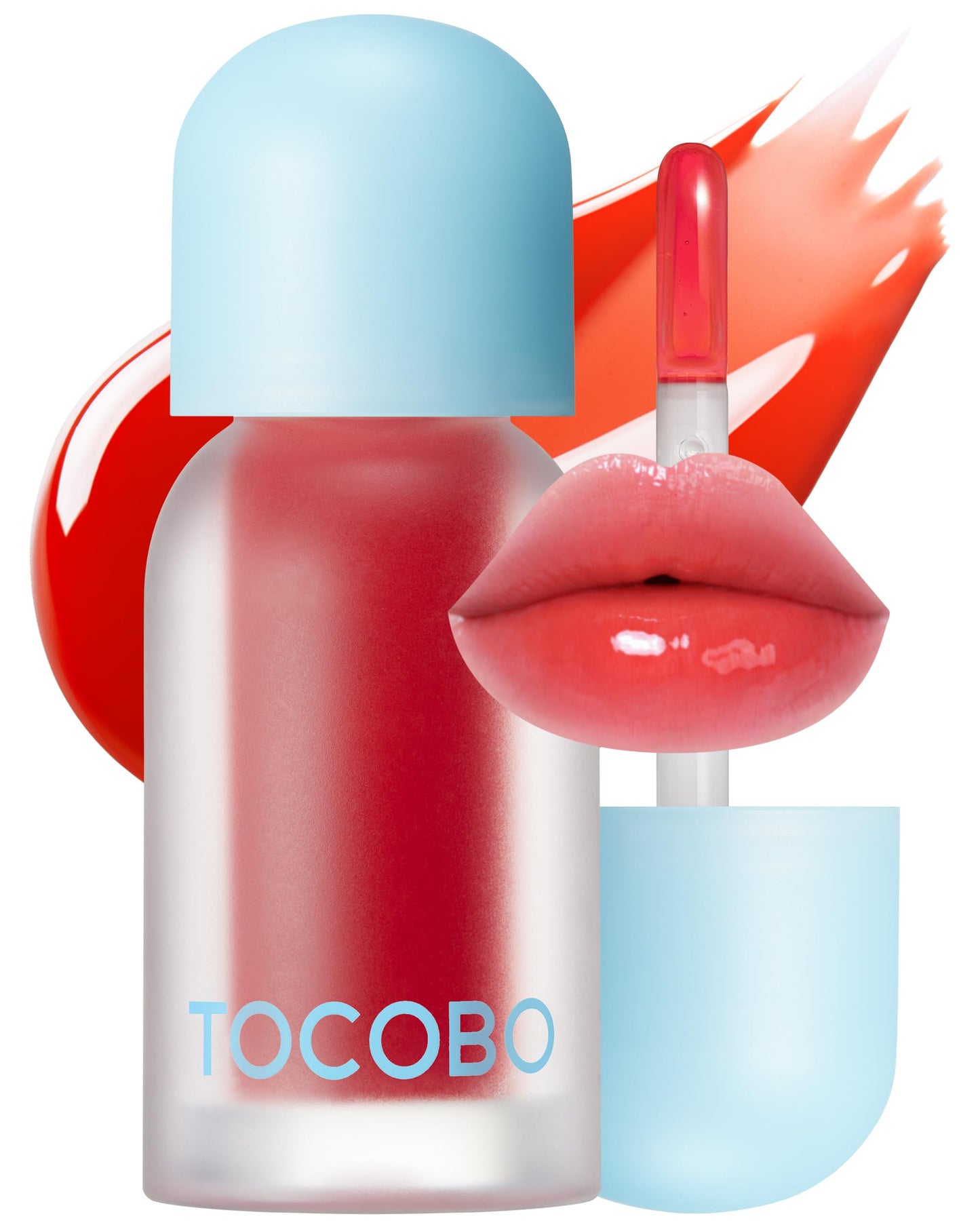 TOCOBO Juicy Berry Plumping Lip Oil 01 Chill Red - Korean Vegan Hydrating Lip Oil with Plant Oils for High Shine Gloss - Non Sti
