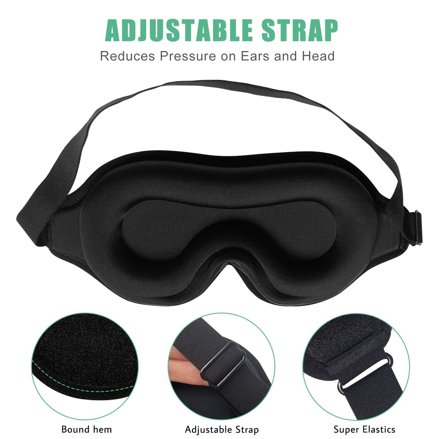 BeeVines Sleep Mask, 2 Pack 3D Contoured Sleeping Eye Masks for Lash Extensions, Night Molded Covers with Adjustable Strap, Eye Shade Cover Lashes Extension for Traveling Yoga Nap(Black & Blue)