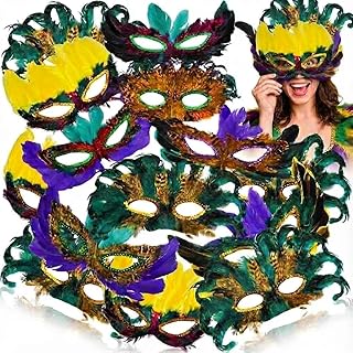 Bedwina 12/50/300Pcs Bulk Mardi Gras Masks - Carnival Masquerade Mask for Women, Men & Kids Party Mask Costume or Decorations