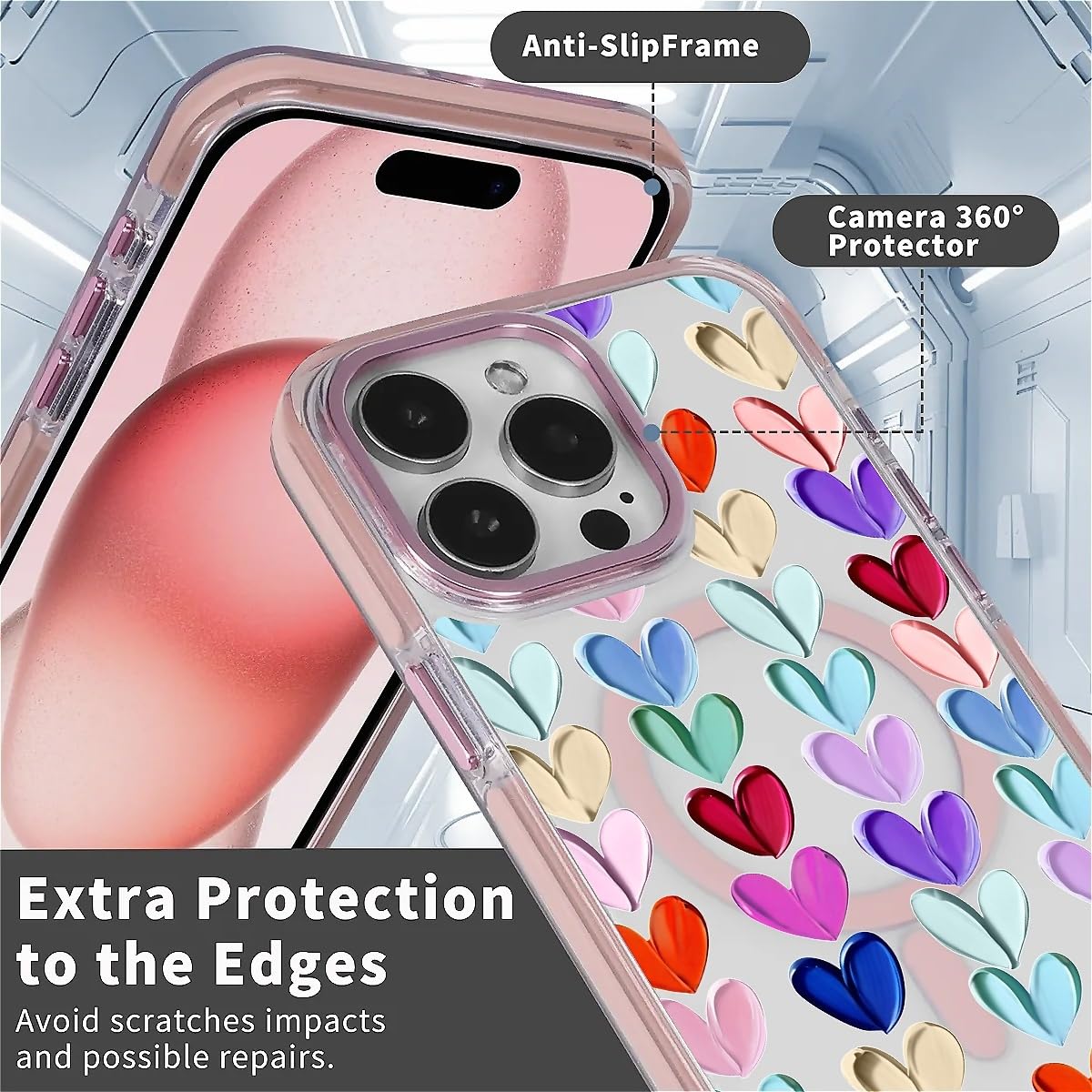 Tamefox For Iphone 13 Pro Max Clear Case, Campatible With Magsafe,Oil Painted Heart Soft Tpu Slim Magnetic For Women Girl Protec