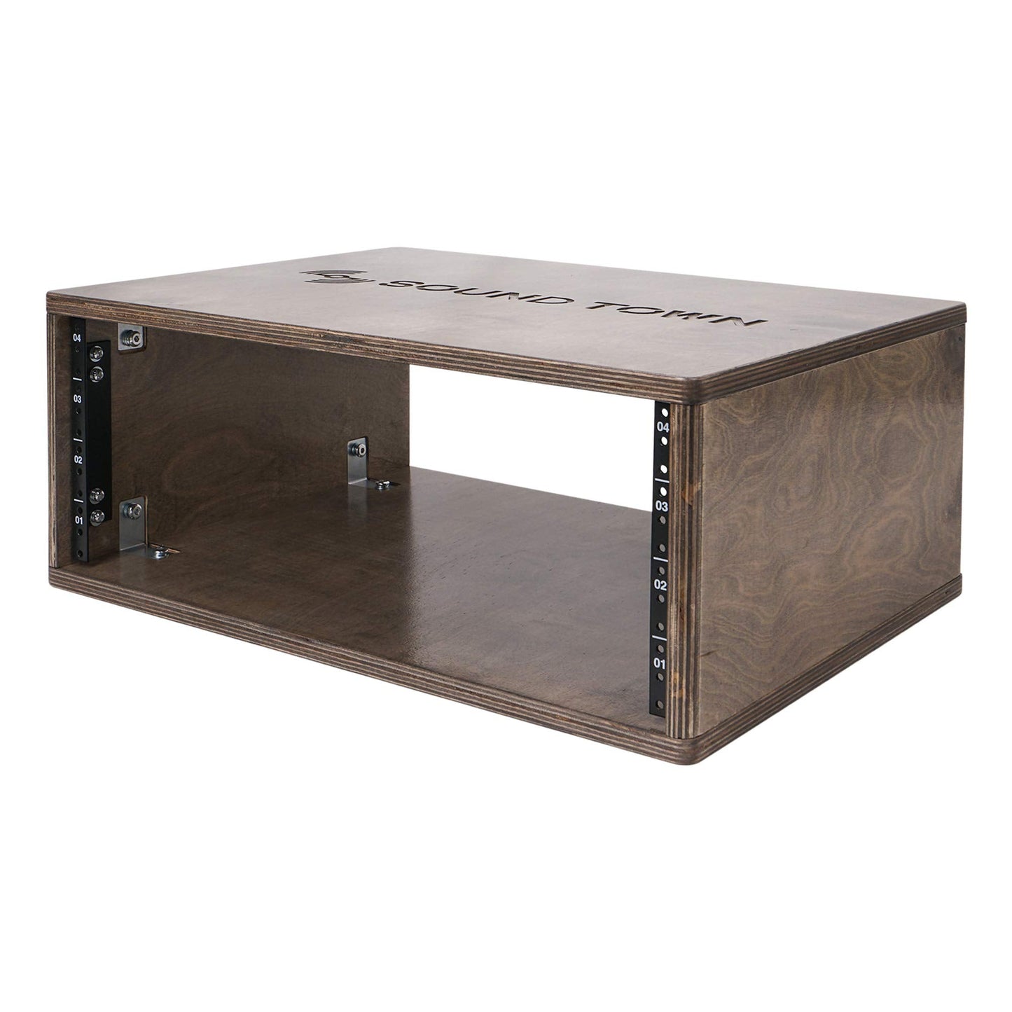 Sound Town Diy 4U Studio Rack With Baltic Birch Plywood, Weathered Brown (Sdrk-Y4B)