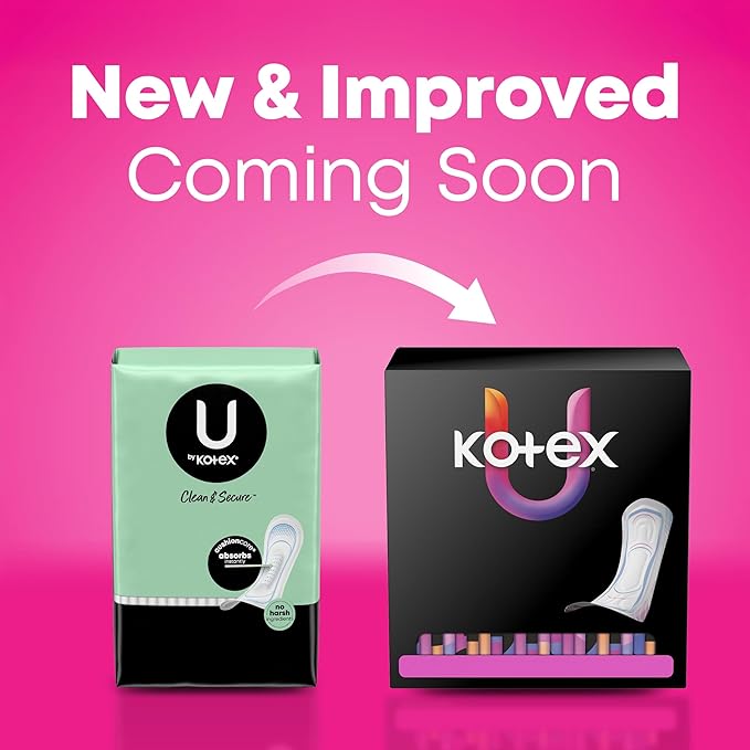 U by Kotex Ultra Thin Pads, Clean & Secure, Regular Absorbency, 22 Count (Packaging May Vary)