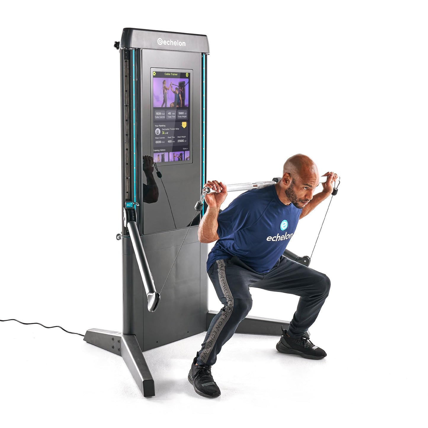Echelon Strength Pro Commercial Grade Smart Wall-Mounted Trainer with 24” HD Touchscreen, 132 lb Digital Resistance Per Arm, Guided Workouts, WiFi Enabled