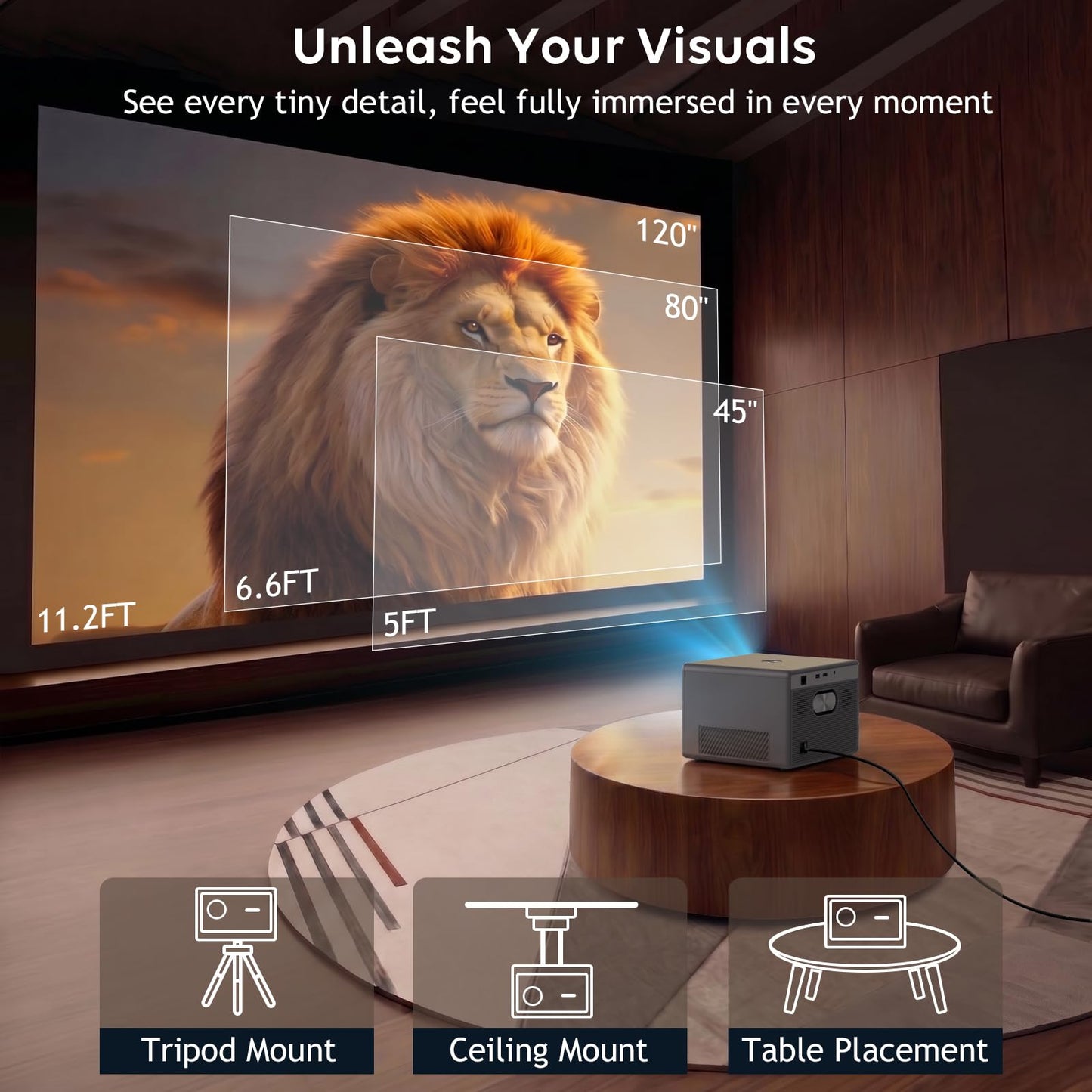 2600 ANSI Official Licensed Google TV Smart Projector,4K Support Movie Projector with WiFi & Bluetooth,Built-in Apps, for Outdoor & HomeTheater Use,Compatible with Phone/TV Stick/PC/PS5