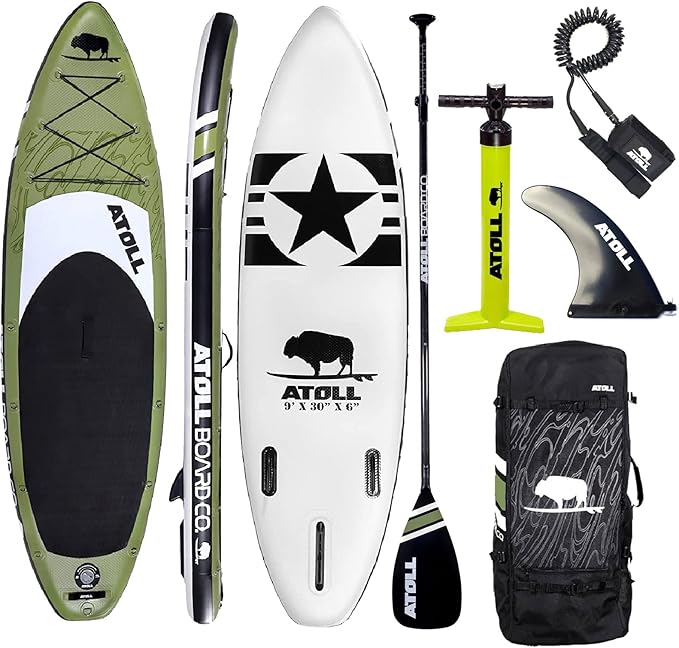 Atoll Inflatable Paddle Board with Premium SUP Stand Up Paddle Board Accessories & Back Pack, Non-Slip Comfort Deck for Un...