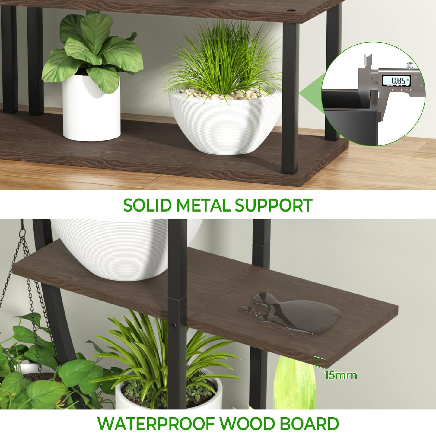 BLAZPATH Plant Stand Shelf Rack Indoor with 6 Built in Grow Light, 7 Tier 65" Tall Pair Large Half Moon Lighted Plant Stand with Hanging Hook, 2 Black Circle Sturdy Tiered Herb Shelving with Lighting
