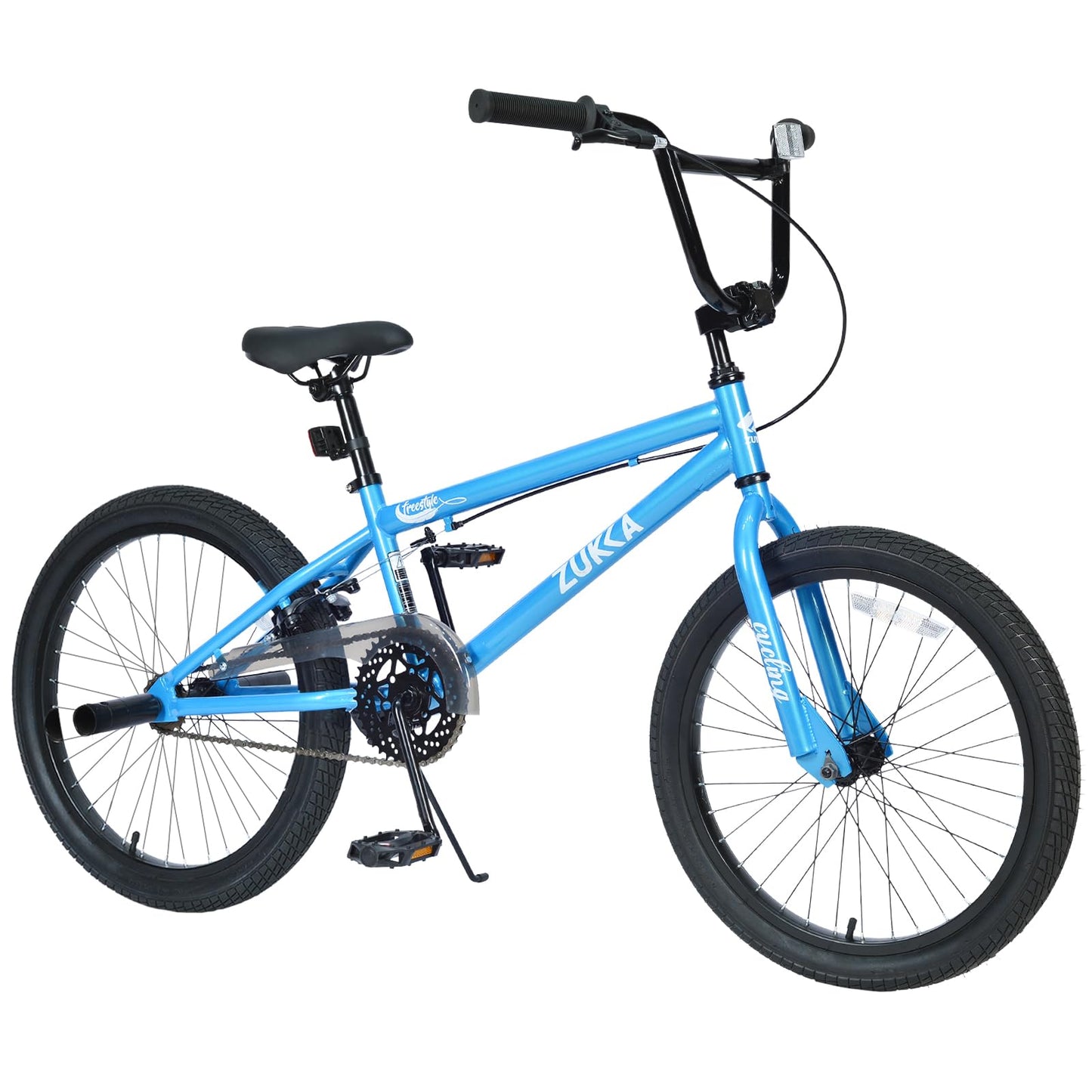 GRELiving 20" Kids Freestyle BMX Bike – High-Carbon Steel Frame, Lightweight & Durable Bicycle for Boys & Girls (Ages 7-10), Multiple Colors (Blue/White)