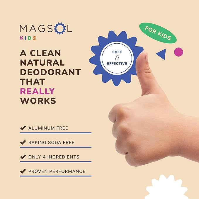 MAGSOL Natural Deodorant for Kids and Teens, Gentle on Skin, Only 4 Ingredients, Aluminum Free, Baking Soda Free, Natural Deodorant for Girls and Boys (Mighty Explorer)