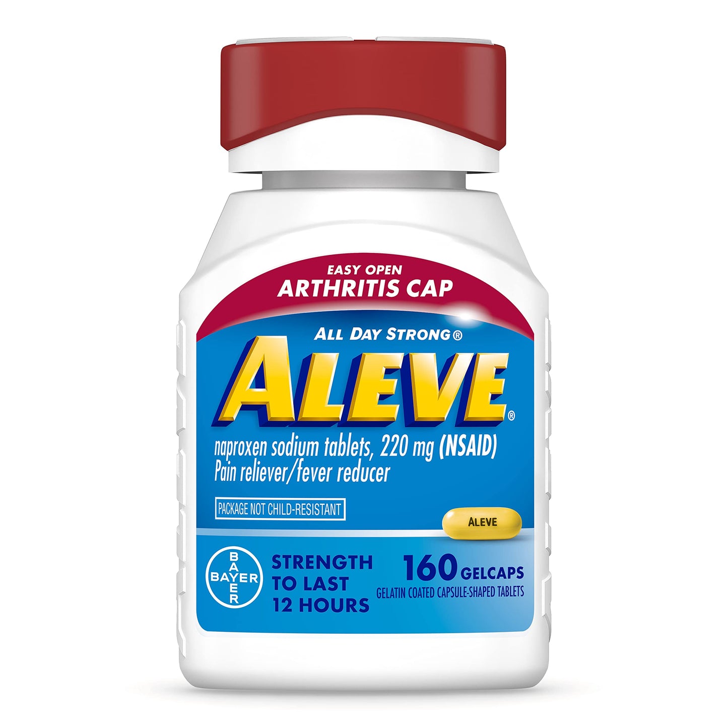 Aleve Gelcaps with Easy Open Arthritis Cap, Naproxen Sodium, Medication for Arthritis Pain, 160 Count