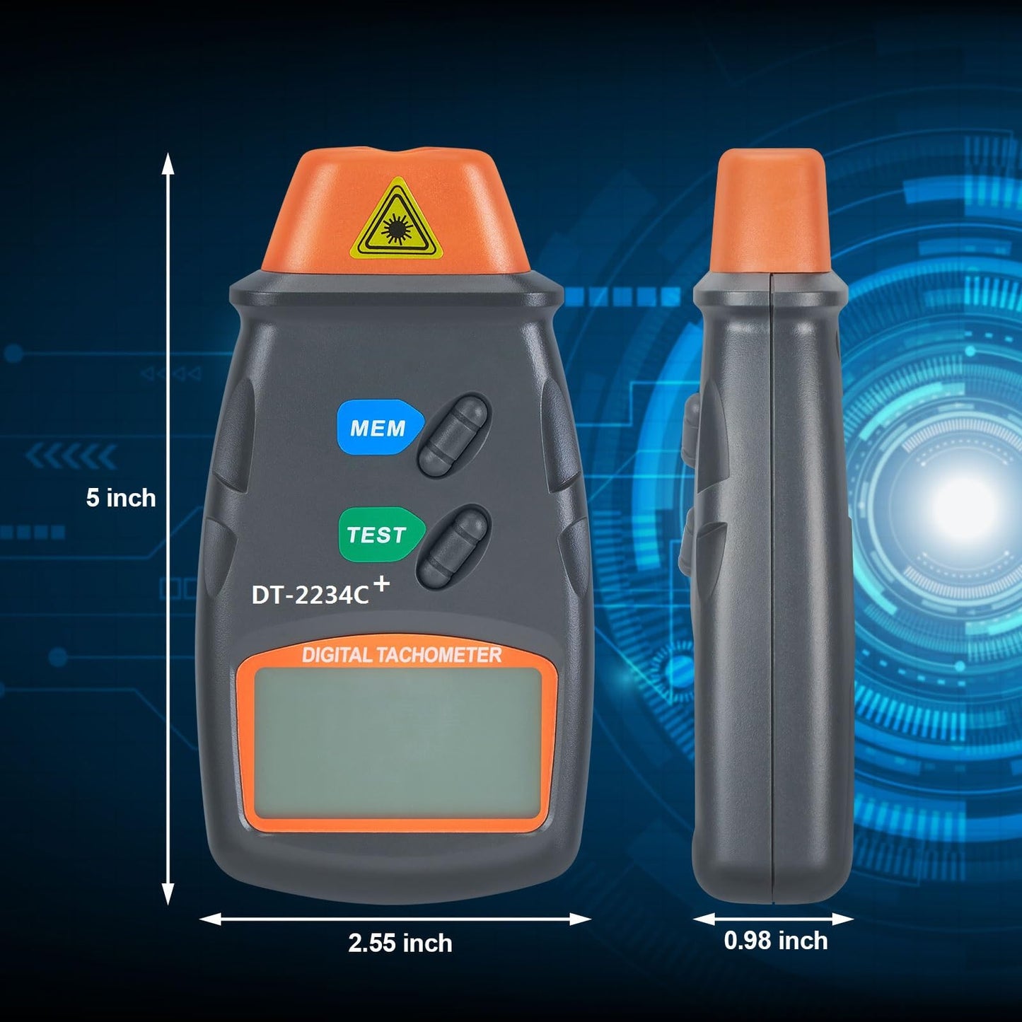 AGPtek® Professional Digital Laser Photo Tachometer Non Contact RPM Tach
