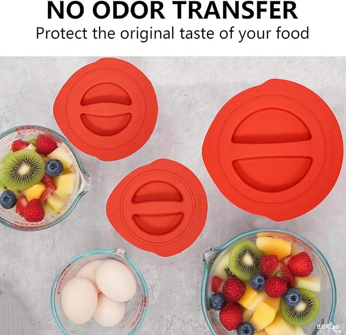 Silicone Replacement Lids 3-Pack for Pyrex 1/2/3 Cup and Measuring Cups, Reusable, Microwave Safe, Airtight Food Storage Cover