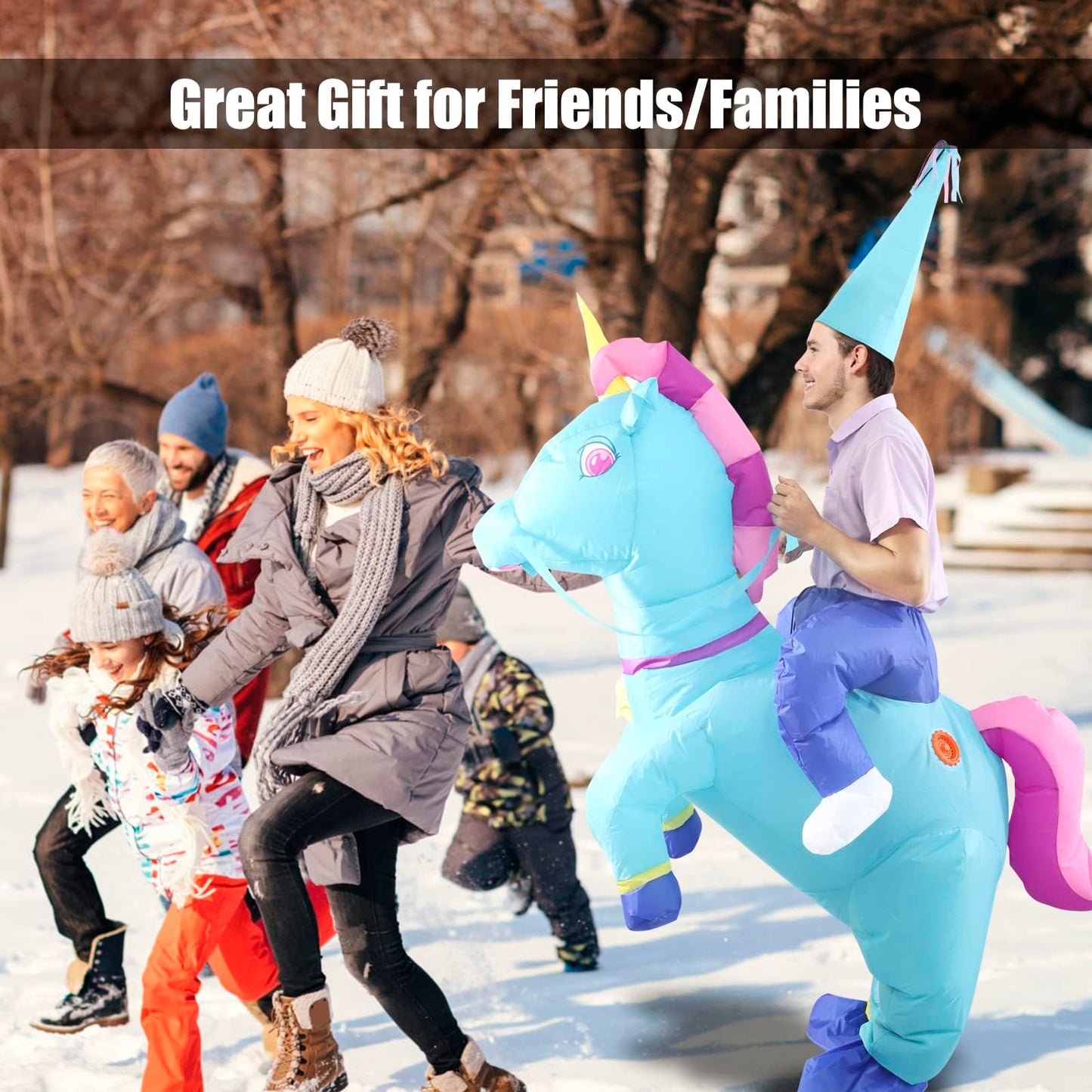 HZGDEJTG Riding Unicorn Inflatable Suit Blue Adult Style, Best Decoration for Party, Gathering, Holiday Celebration, Halloween and other festivals