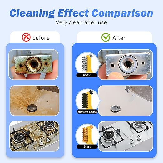Wire Brush Set, 6 Pcs Brass/Stainless Steel/Nylon Wire Brushes for Cleaning with Curved Handle Grip for Rust Removal, Dirt, Paint Scrubbing(Yellow)