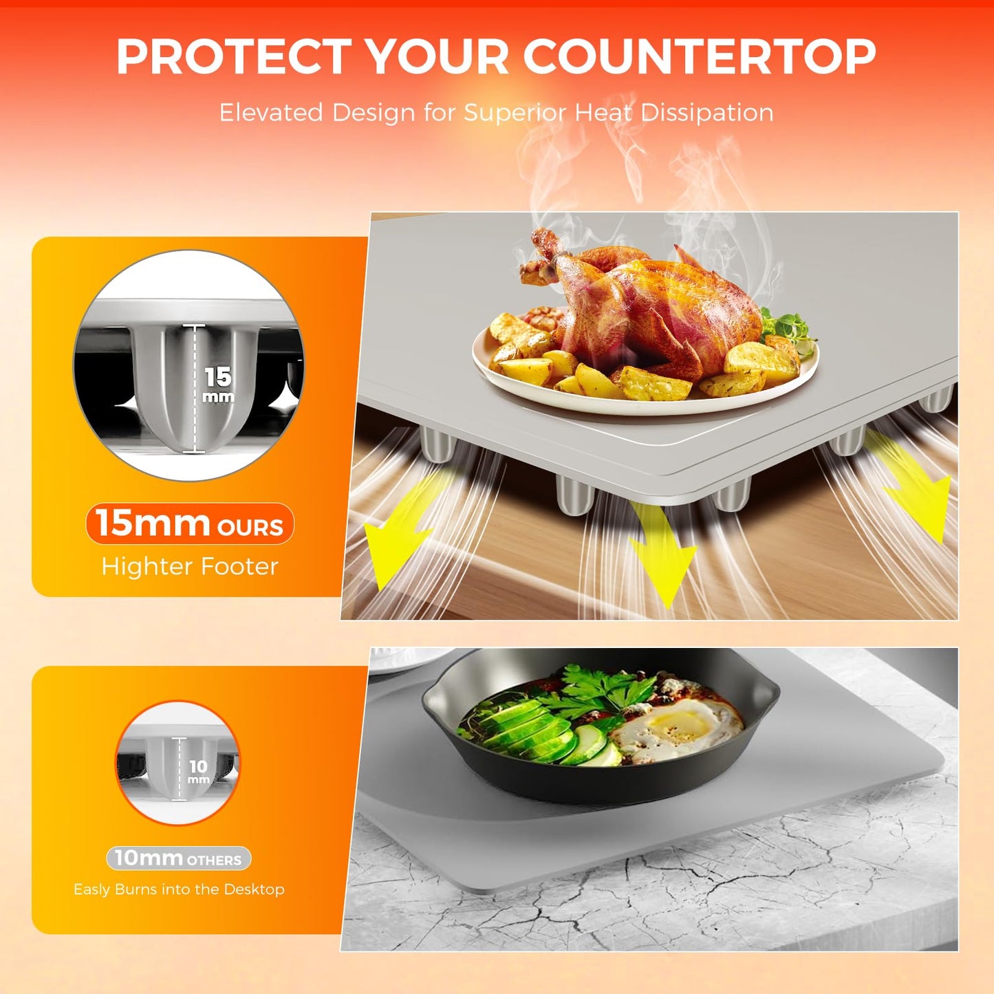 Food Warming Mat | Max Temp 248℉,Electric Warming Tray with Timer and 8-Level Adjustable,Fast Full-Surface Heating Mat for Food with Child Lock,Roll-Up & Portable Silicone Food Warmer for Buffet Party