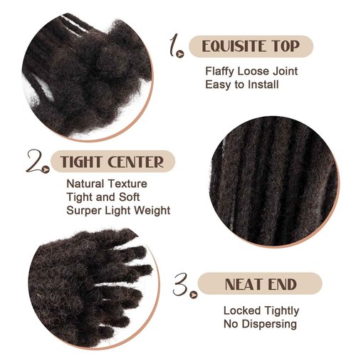 IIFLYDSFA 8 Inch 60 Strands loc Extensions Human Hair for Men/Women 0.6cm Thickness Human Hair Dreadlock Extensions Can Be Dyed and Bleached Soft Dreadlocks