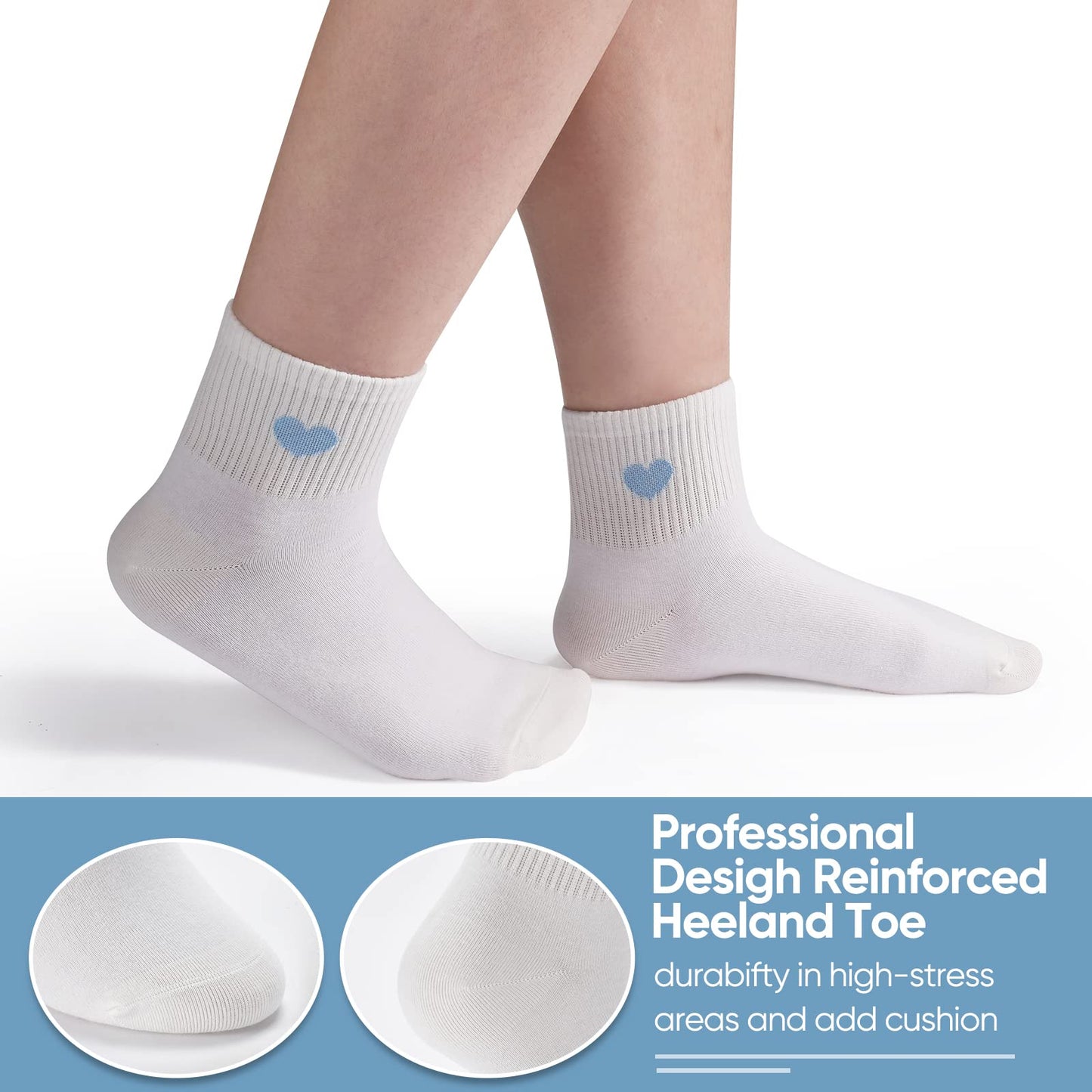 inhees Women's Cute Ankle Crew Socks - Novelty Fun Heart Cotton Casual Athletic Running Socks 6Pairs With Gift Box