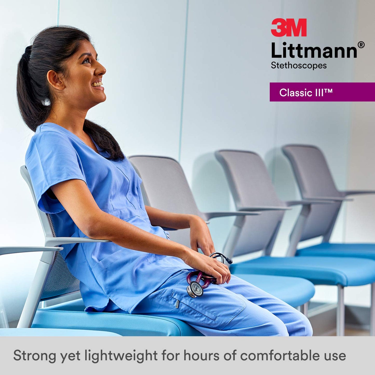 3M Littmann Classic III Monitoring Stethoscope, 5811, More Than 2X as Loud, Weighs Less, Stainless Steel Smoke-Finish Chestpiece, 27" Black Tube, Smoke Stem, and Headset