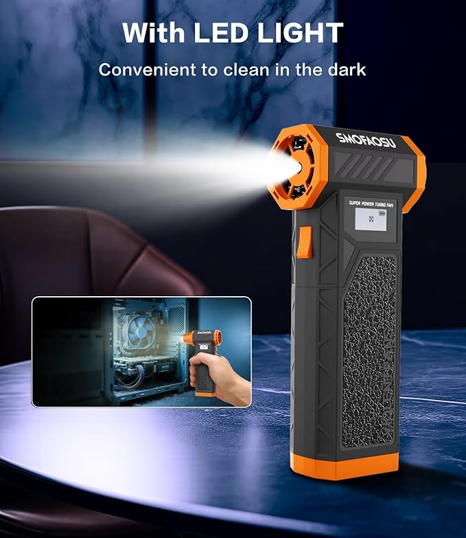 Compressed Air Duster, 300000RPM Jet Fan Electric Air Blower, Cordless Rechargeable 8000mAh Mini Duster with Removable Battery, 4-Speed Adjustable for Detailing, Car, Computer, Electronics Cleaning