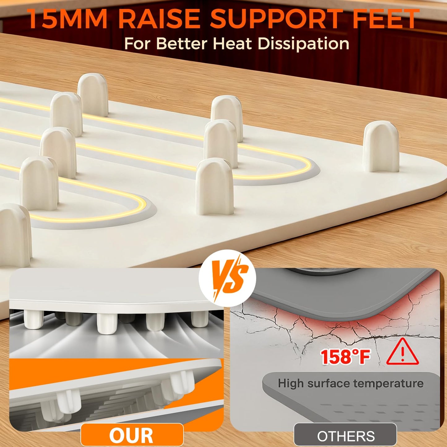 Warming Mat for Food -IPX9 Waterproof Electric Food Warming Tray for Buffet(24"x16"), Portable Countertop Food Warmers for Parties, Dishasher-Friendly, 6-Level Temp 6-Hour Timer, Beige