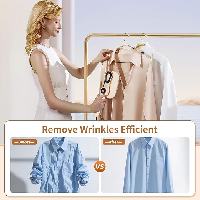 1000W Travel Steamer for Clothes, Steamer Iron For Clothes 2 in 1, Portable Steam Iron, 4 Modes LCD Display, 218ml for 25 Min Steam, 10S Fast Heat-Up, Ceramic Soleplate, 110V-120V
