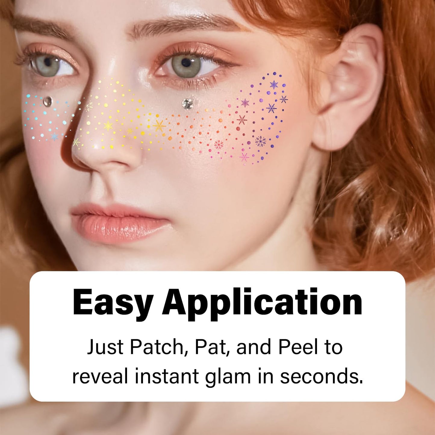 10 Pcs Face Holographic Laser Makeup Patches, Holographic Multichrome Glitter Freckles Face Tattoo, Glitter Freckles, Sparkle an