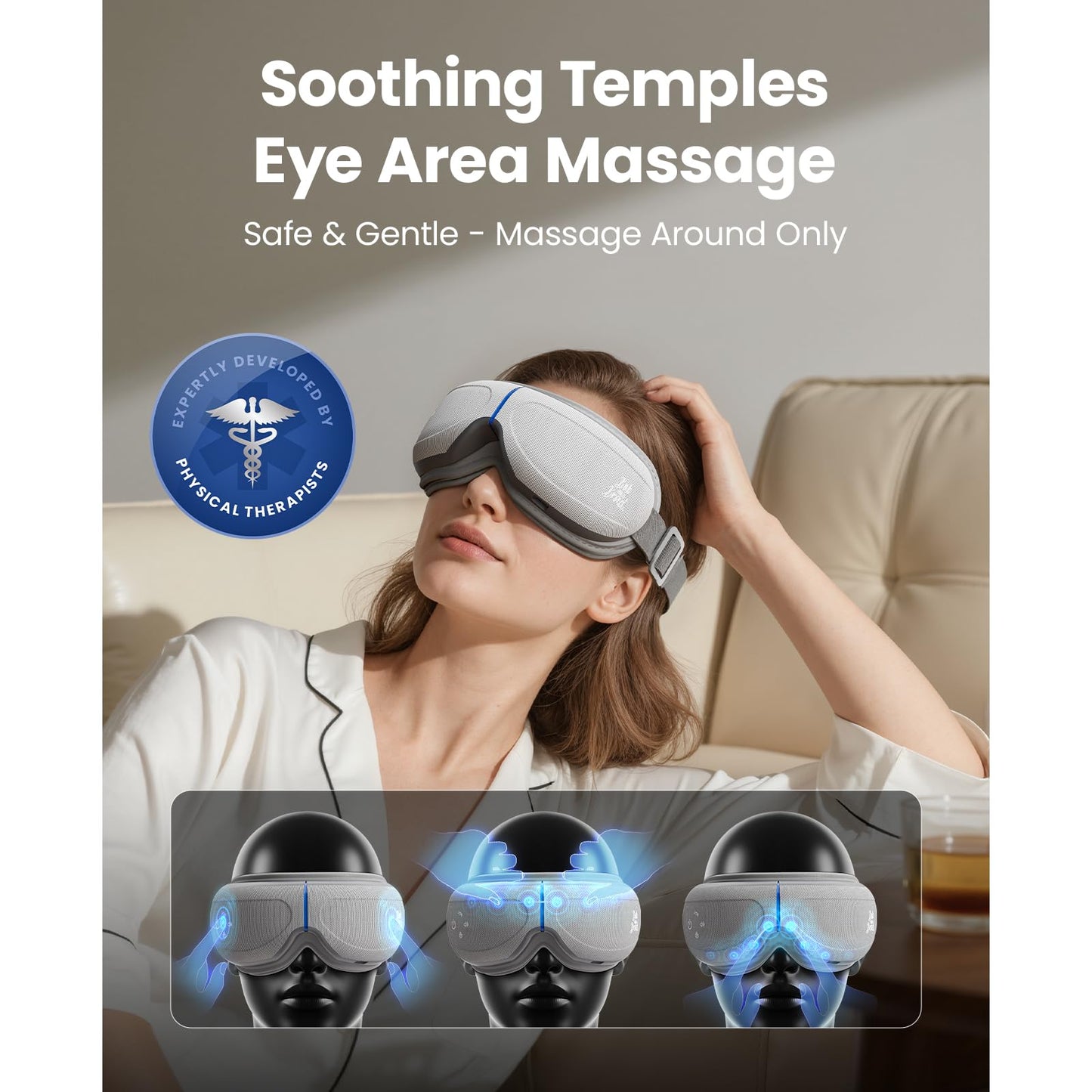 BOB AND BRAD Eye Massager with Heat and Cooling, EyeOasis 2 Eye Mask for Migraines FSA Eligible/HSA Eligible, Heated Face Massager for Dry Eye Migraine Relief, Warm Compress for Eyes Strain Relief