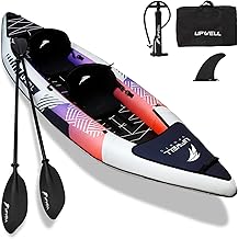 UPWELL 13'6”/11' Inflatable Recreational Kayak - 2 Person with Drop Stitch Floor and Accessories Including Kayak Seats wit...