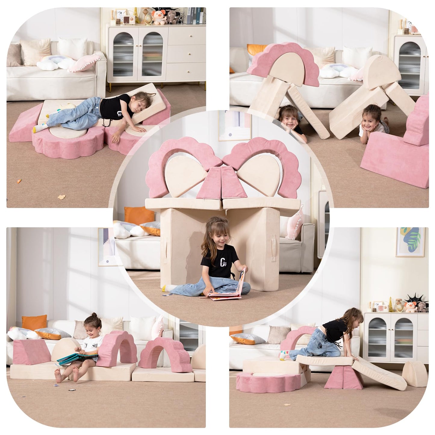 LOAOL Kids Couch 10PCS, Modular Kids Play Couch, Multifunctional Foam Toddler Sofa, Imaginative Convertible Play Sofa for Playroom