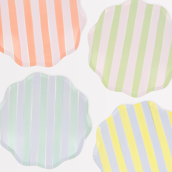 Meri Meri Pastel Striped Paper Plates (Pack of 8), Colorful & Disposable Plates for Party, Pastel Party Plates Available a...